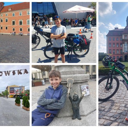 Aktywne wakacje! 12-letni Michał z Ostrołęki razem z tatą zwiedza Polskę na rowerze