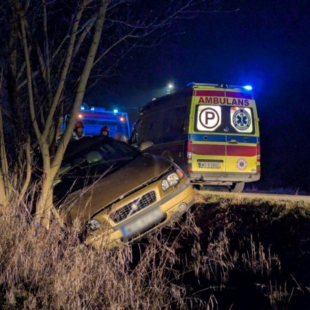 Wypadek w Czarnotrzewiu – auto wpadło do rowu, poszkodowana jedna osoba [WIDEO, ZDJĘCIA]