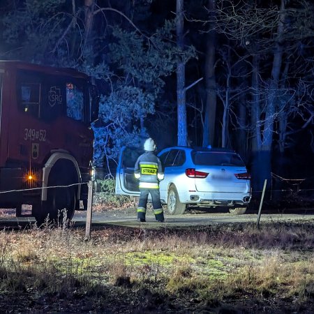 BMW rozbite o drzewo w Łęgu Przedmiejskim: Kierowca porzucił auto i uciekł [WIDEO, ZDJĘCIA]