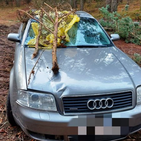 Sprawca wypadku odjechał z miejsca zdarzenia a samochód ukrył w lesie