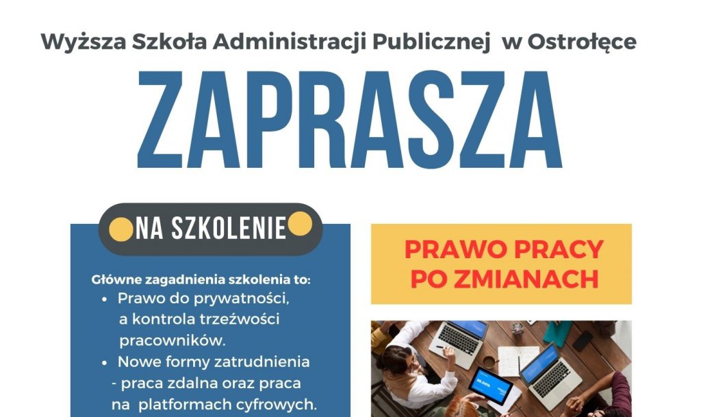 Zmiany W Prawie Pracy Wsap W Ostro Ce Zaprasza Na Szkolenie